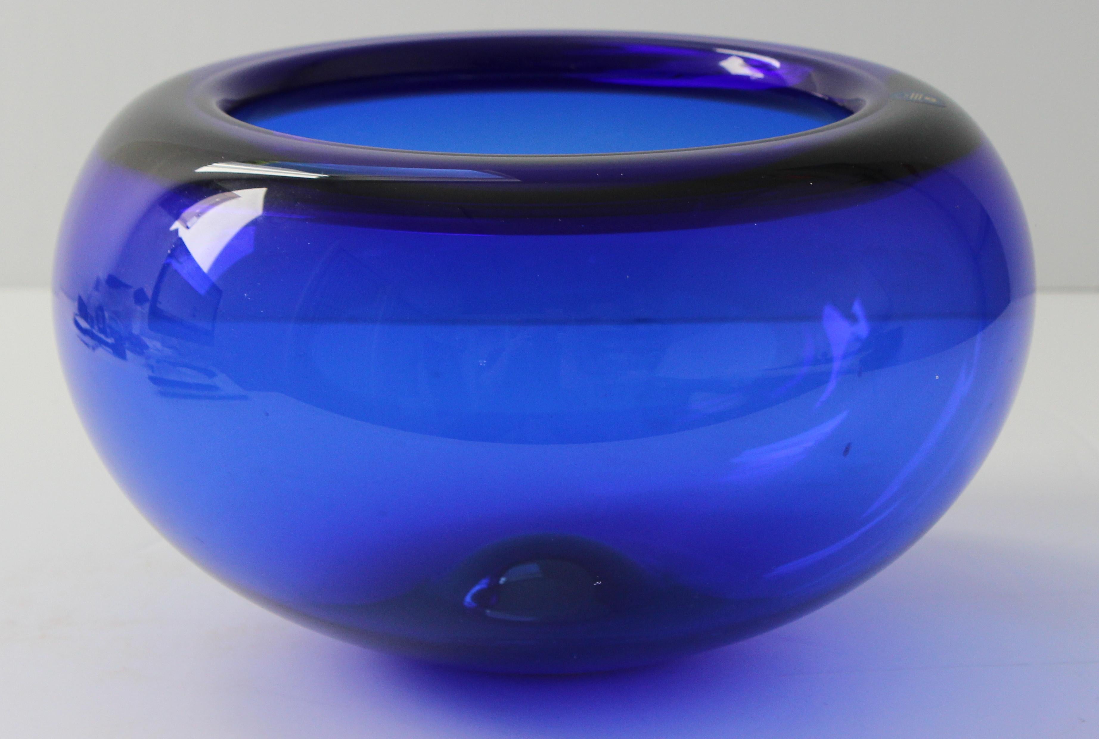 Modern Royal Copehagen Cobalt Blue Crystal Bowl