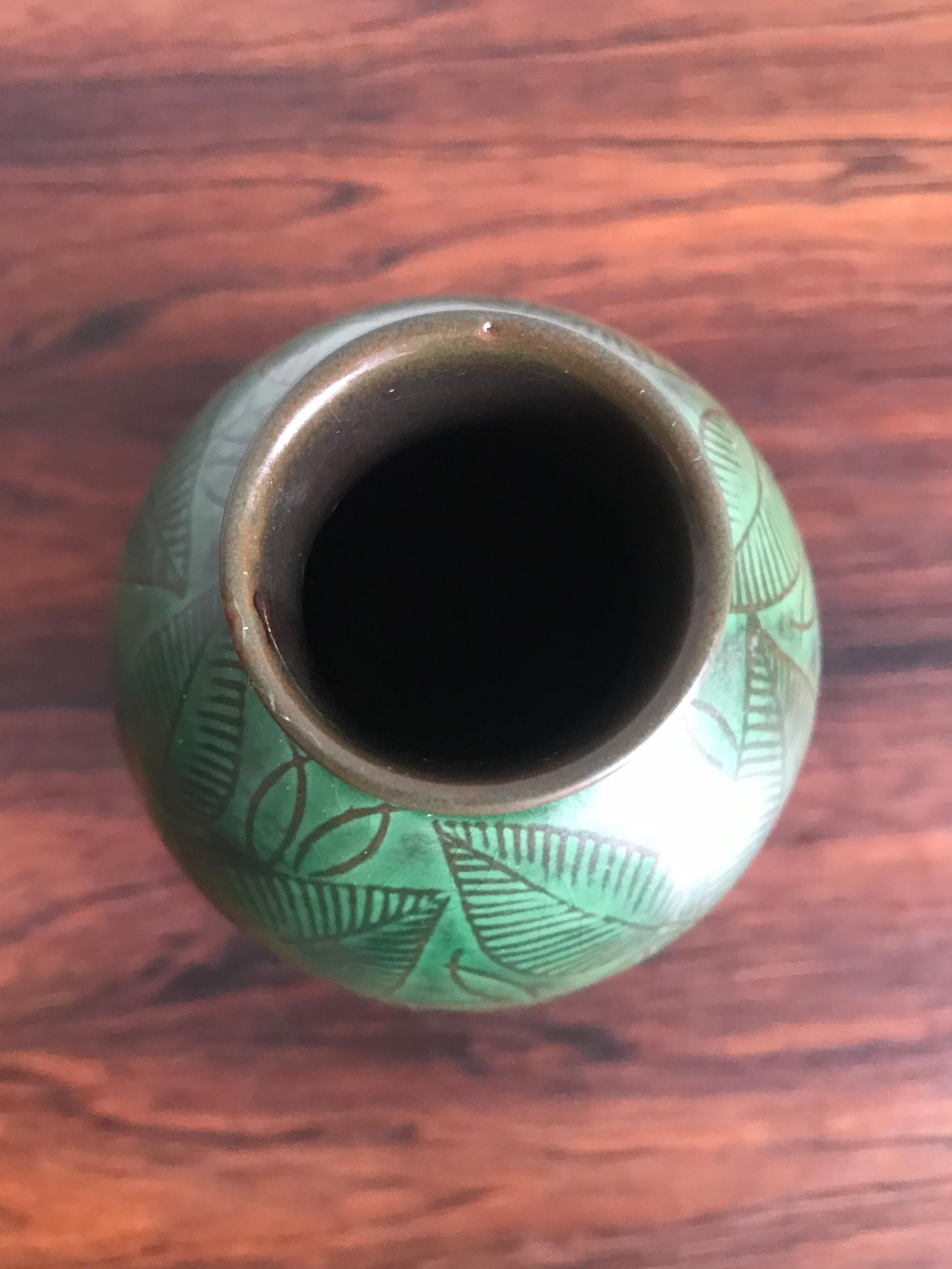 Royal Copenaghen Couple of Scandinavian Blue Green Ceramic Vases, circa 1945 In Good Condition In Reggio Emilia, IT