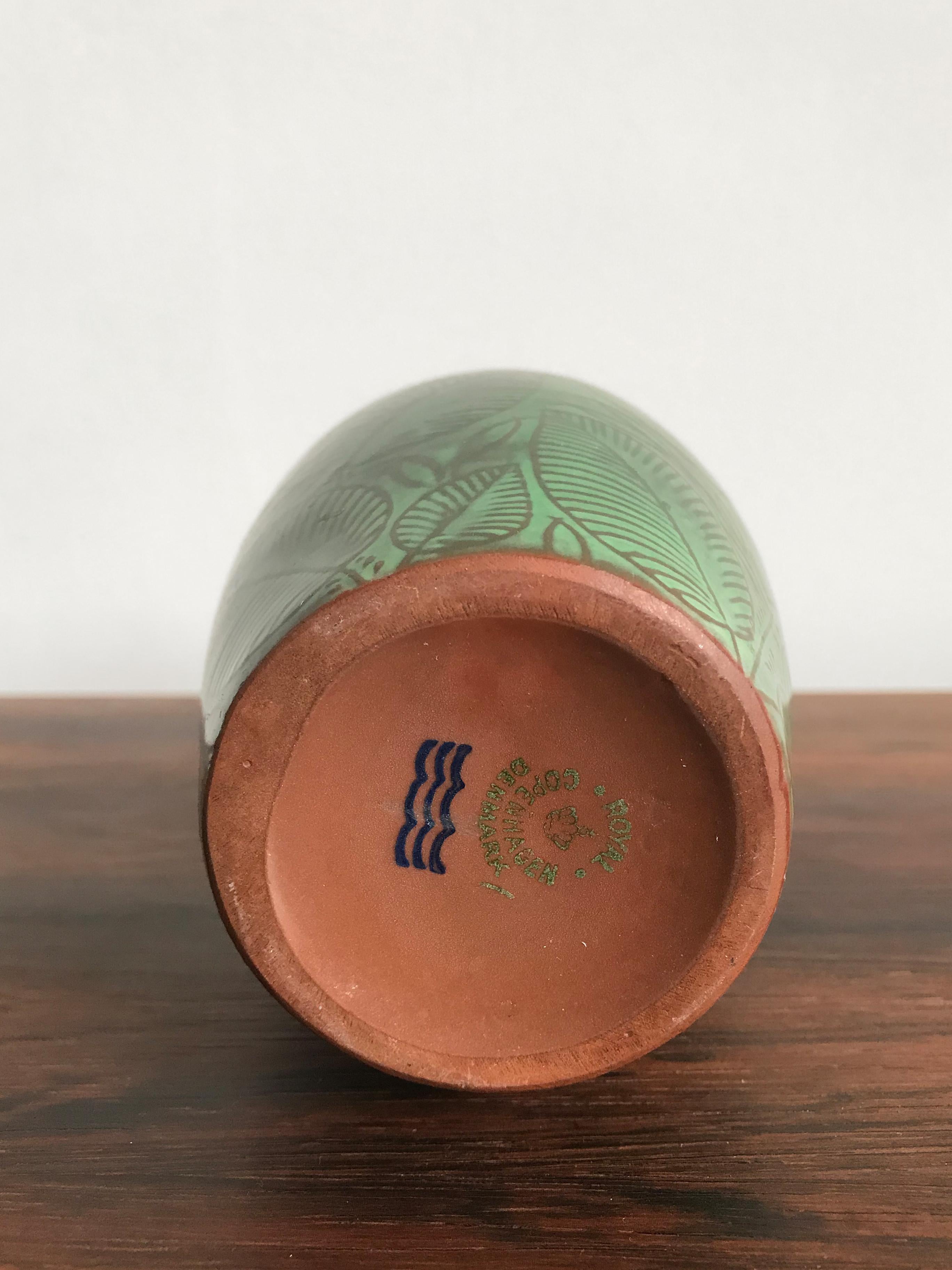 Royal Copenaghen Couple of Scandinavian Blue Green Ceramic Vases, circa 1945 1
