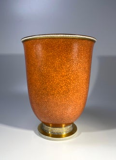 Royal Copenhagen, 1955 Thorkild Olsen Vaso in terracotta smaltata dorata 2731