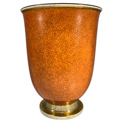 Royal Copenhagen, 1955 Thorkild Olsen Terracotta Crackle Glazed Vase Gilded 2731 Royal Copenhagen, 1955 Thorkild Olsen Terracotta Crackle Glazed Vase Gilded 2731