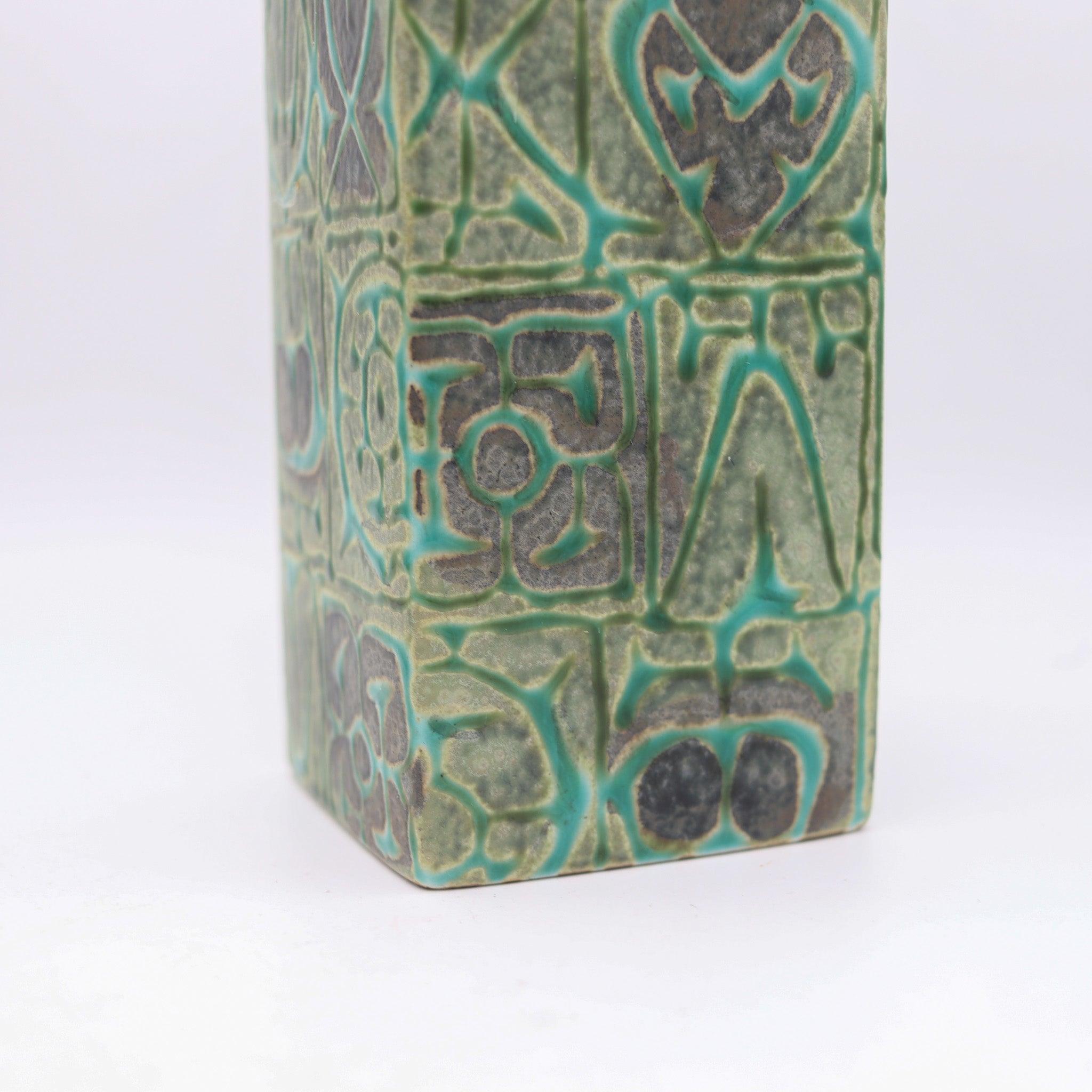 Mid-Century Modern ROYAL COPENHAGEN 1960 Niels Thorson Mid Century Glazed Porcelain Square Vase For Sale