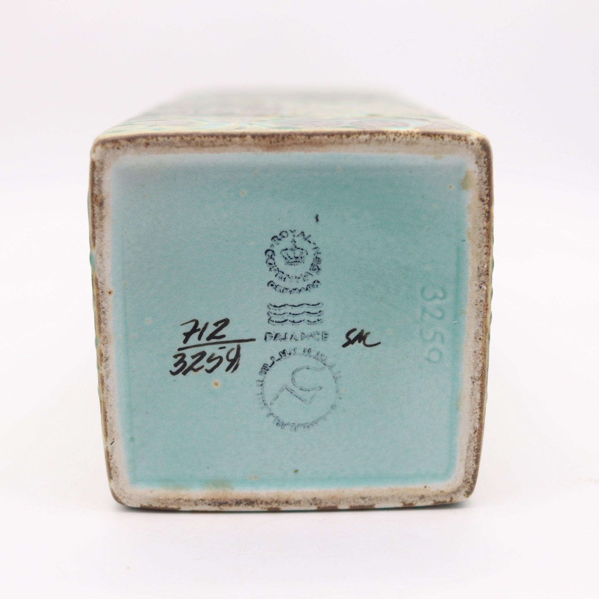 Mid-20th Century ROYAL COPENHAGEN 1960 Niels Thorson Mid Century Glazed Porcelain Square Vase For Sale