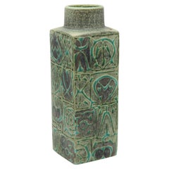ROYAL COPENHAGEN 1960 Niels Thorson Mid Century Glazed Porcelain Square Vase