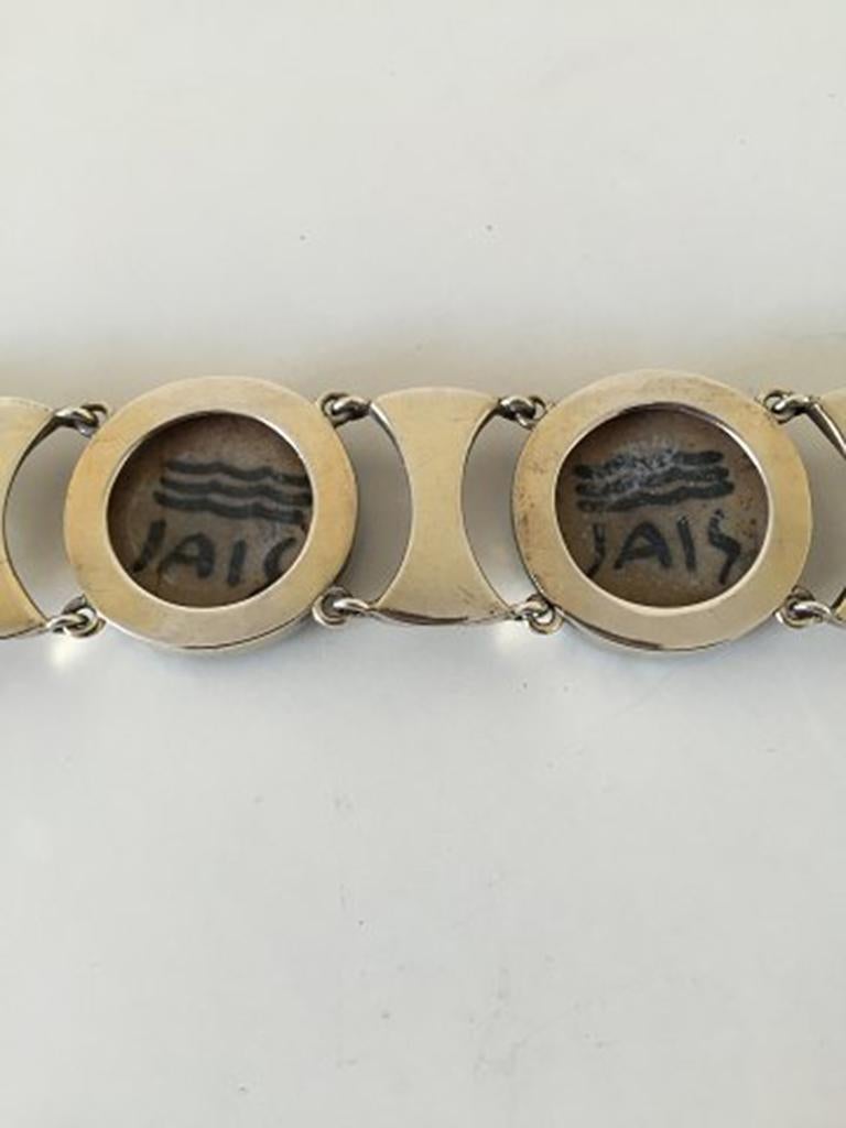 Royal Copenhagen A. Dragsted Jais Nielsen Sterling Silver and Porcelain Bracelet For Sale 4