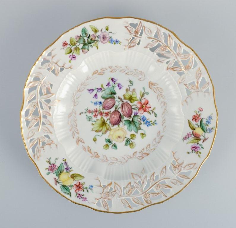 Danish Royal Copenhagen, a Set of Four Antique Dinner Plates with Reticulated Rim For Sale
