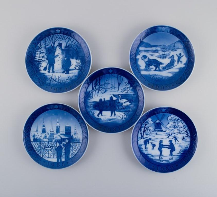 Danish Royal Copenhagen, a Set of Ten Christmas Plates, 1980-1989 For Sale