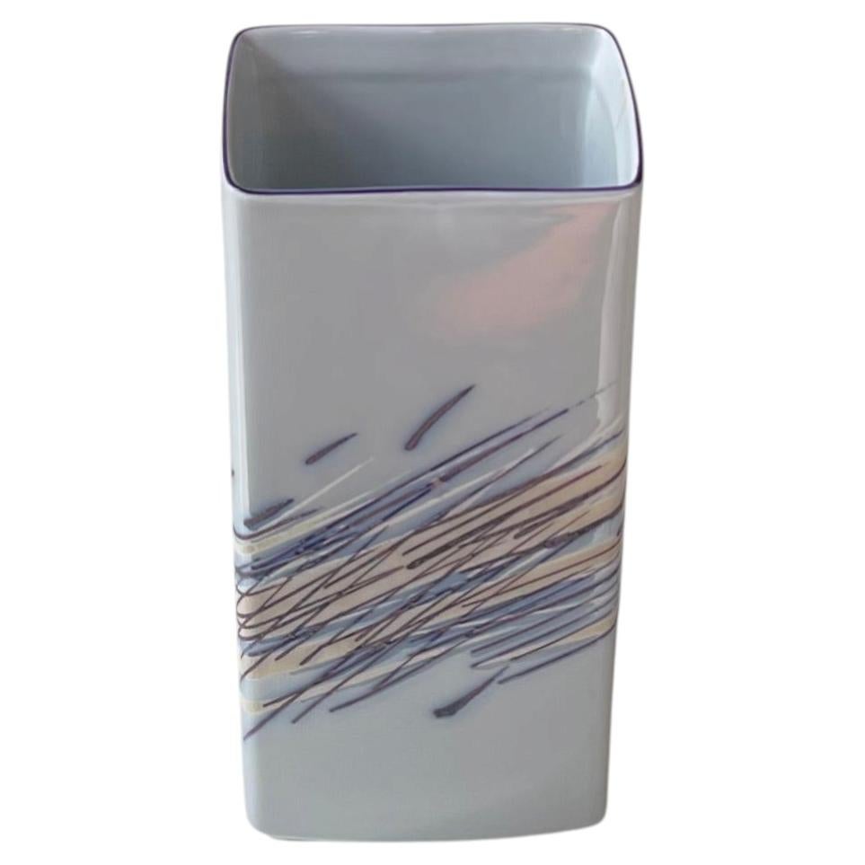 Royal Copenhagen Abstract Porcelain Vase w. Rush Grass By Ivan Weiss For Sale