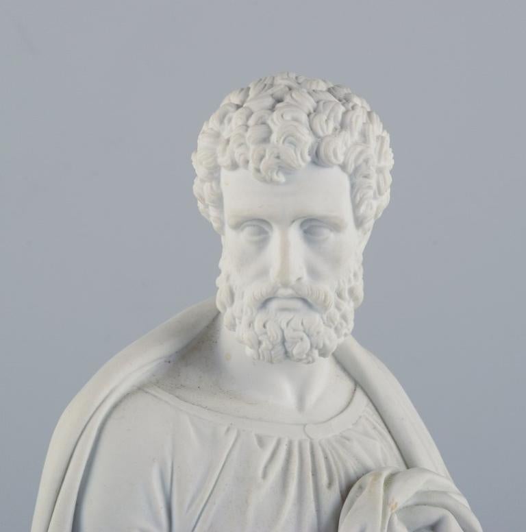 Late 19th Century Royal Copenhagen after Thorvaldsen. Figure of Saint Peter in biscuit. 1870/80s For Sale