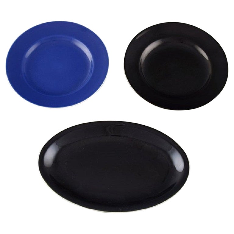 Royal Copenhagen / Aluminia Confetti Dish and Two Plates, Mid-20th C.