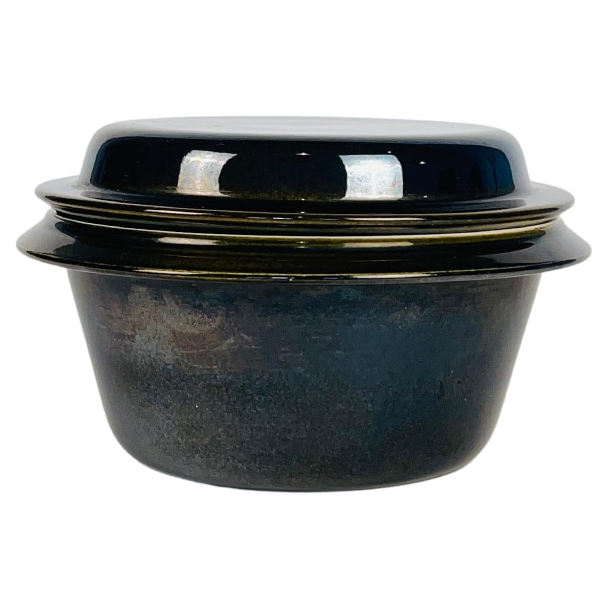 Royal Copenhagen Aluminia Faience Black Bowl, 1950s For Sale