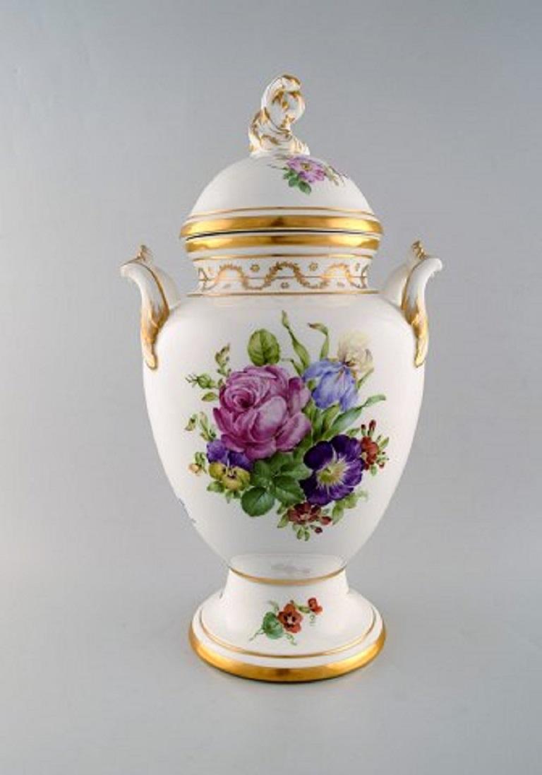 Victorian Royal Copenhagen, Antique Baluster Shaped Porcelain Lidded Vase, 19th Century For Sale
