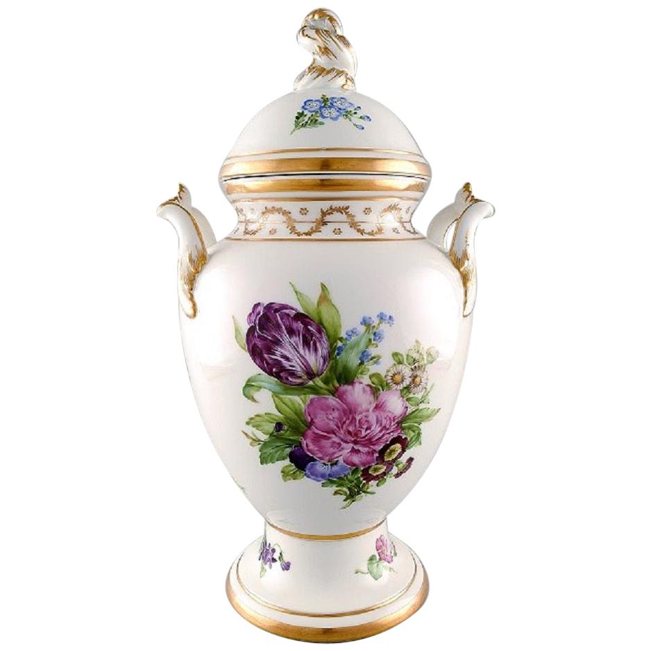 Royal Copenhagen, Antique Baluster Shaped Porcelain Lidded Vase, 19th Century