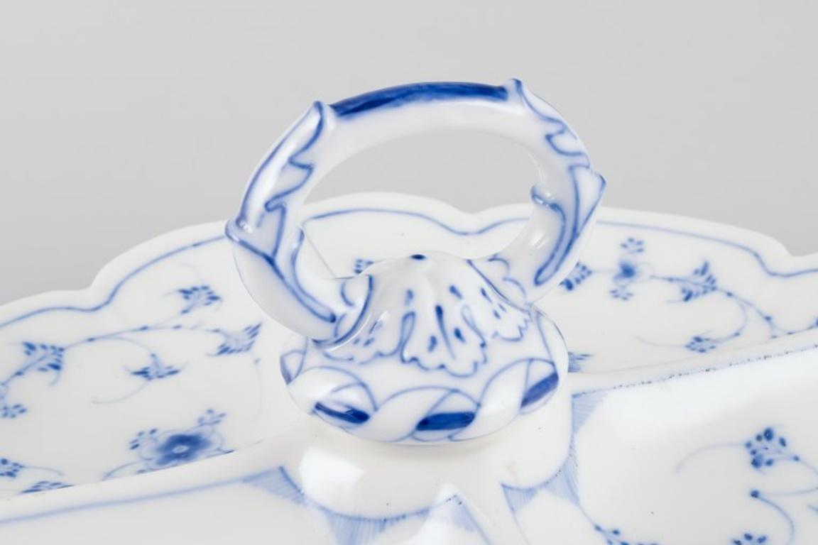 Glazed Royal Copenhagen, antique Blue Fluted cabaret tray with handle.