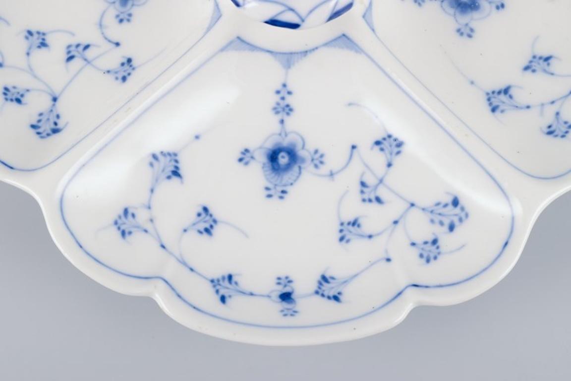 19th Century Royal Copenhagen, antique Blue Fluted cabaret tray with handle.