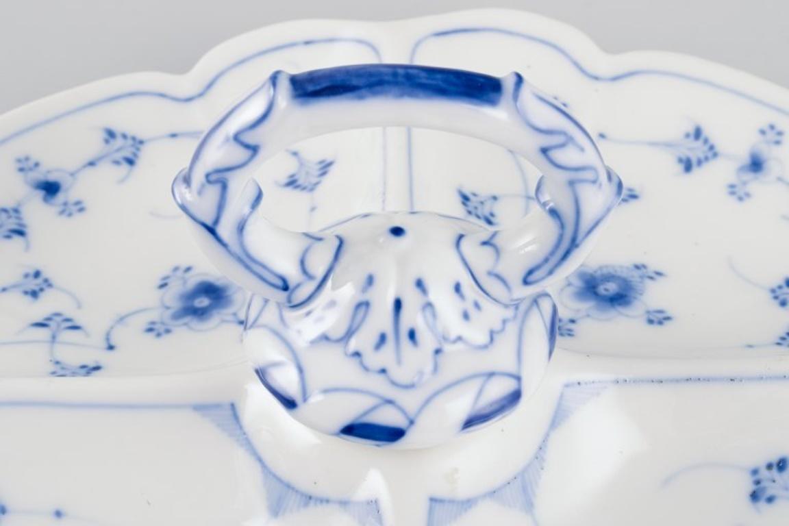 Porcelain Royal Copenhagen, antique Blue Fluted cabaret tray with handle.