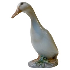 Antike Royal Copenhagen-Figur eines weißen Enten – Drake aus glasiertem Porzellan