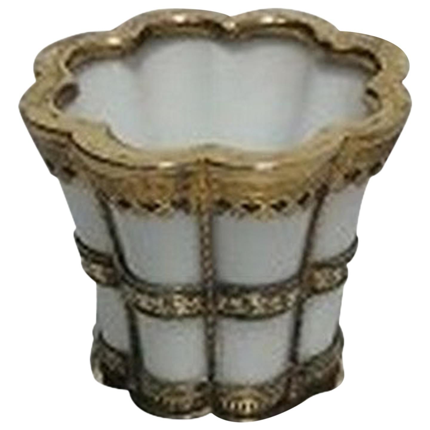 Royal Copenhagen Anton Michelsen White Margrethe Cup in Porcelain and Sterling For Sale