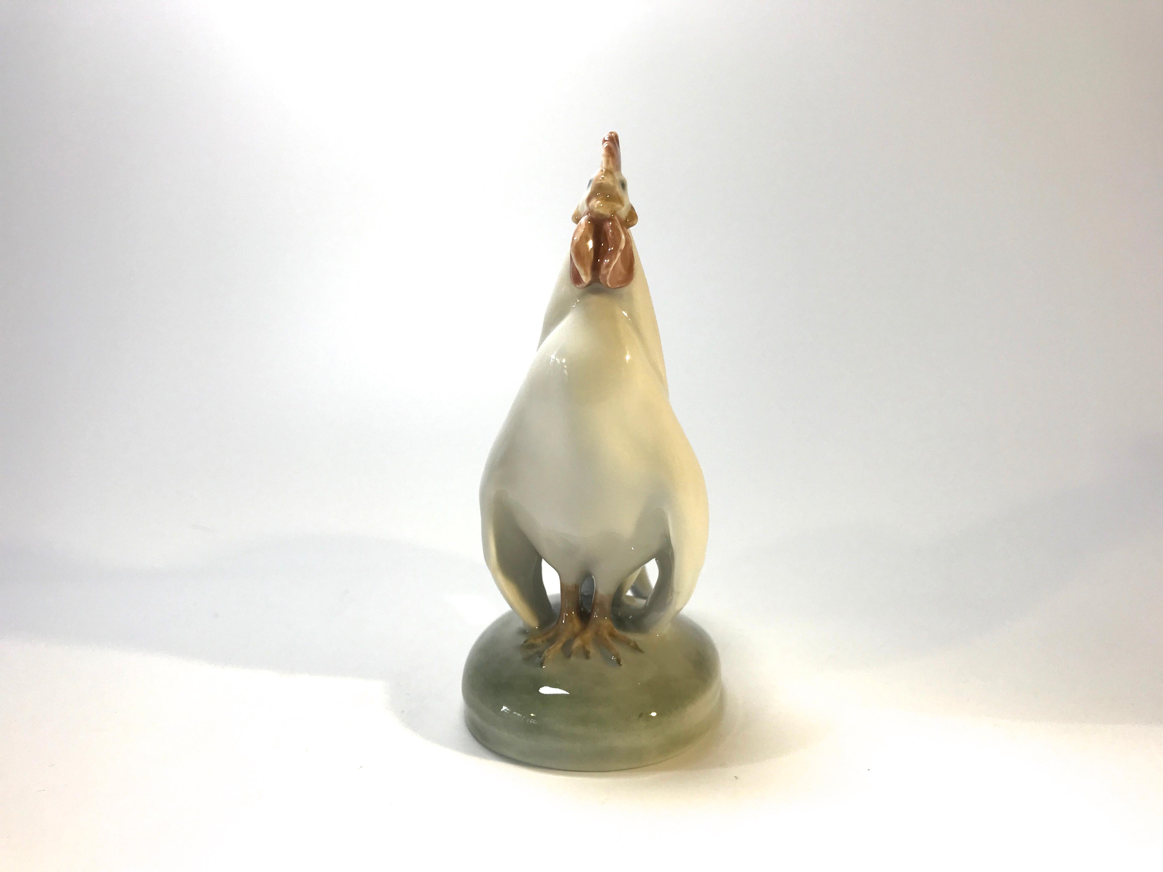 Danish Royal Copenhagen Art Deco 1920s White Porcelain Cockerel Rooster Figure #1126