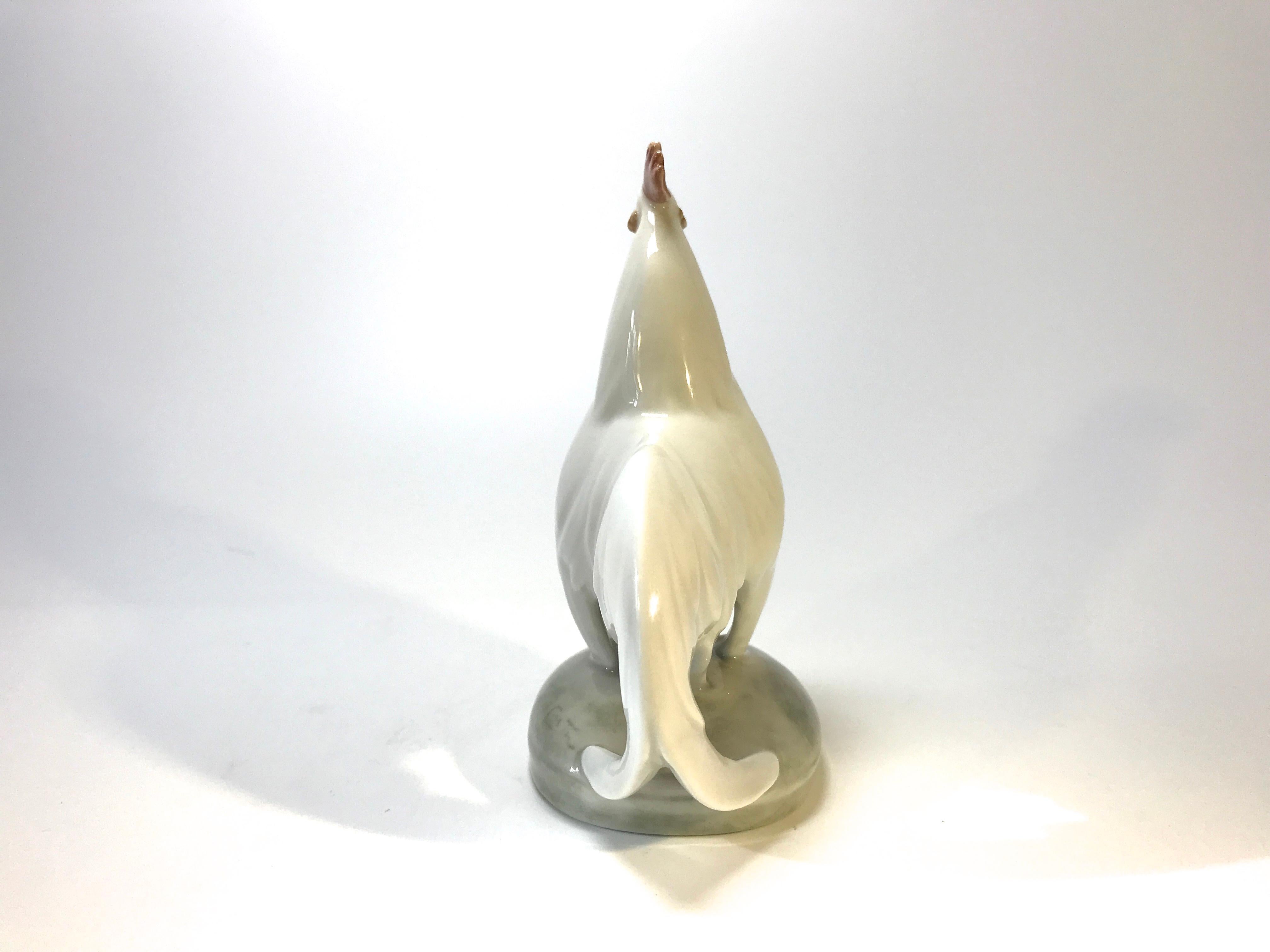 Glazed Royal Copenhagen Art Deco 1920s White Porcelain Cockerel Rooster Figure #1126