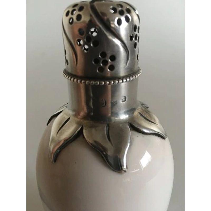 20th Century Royal Copenhagen Art Nouveau Anton Michelsen Silver Mounted Sugar Shaker For Sale