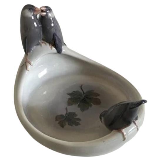 Royal Copenhagen Art Nouveau Bowl with Birds No 373 For Sale