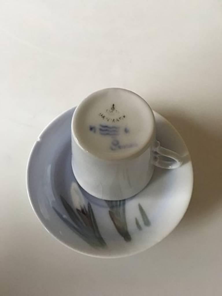 Danish Royal Copenhagen Art Nouveau Mocha Cup and Saucer Unique Signed by Oluf Jensen For Sale