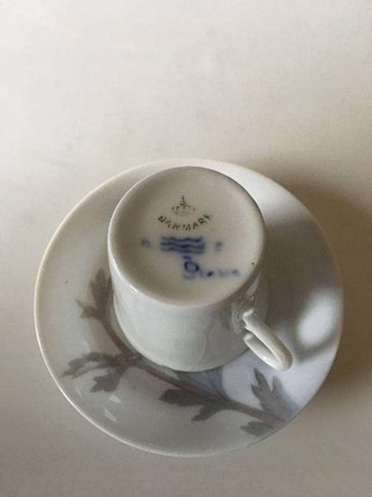 Hand-Painted Royal Copenhagen Art Nouveau Mocha Cup and Saucer Unique Signed by Oluf Jensen For Sale