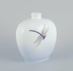 Royal Copenhagen, Art Nouveau porcelain vase with a flower and dragonfly motif