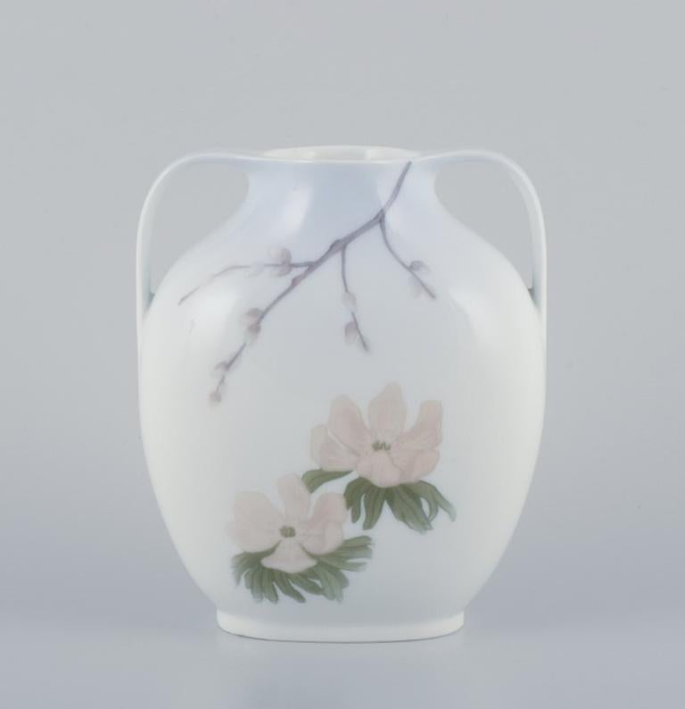 Danish Royal Copenhagen, Art Nouveau porcelain vase with handles. Early 1900s. For Sale