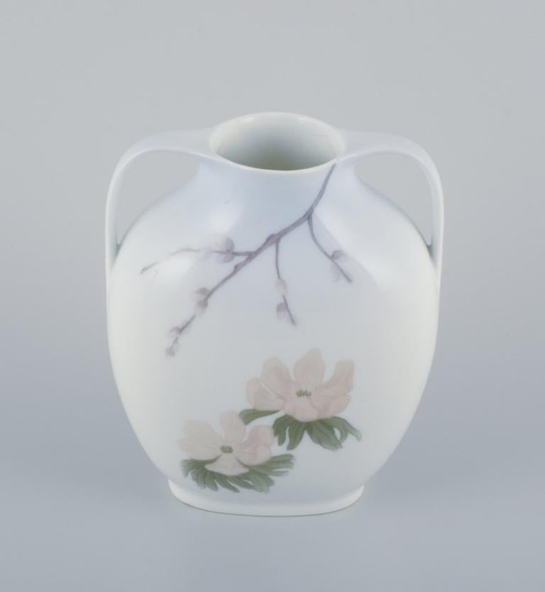 20th Century Royal Copenhagen, Art Nouveau porcelain vase with handles. Early 1900s. For Sale