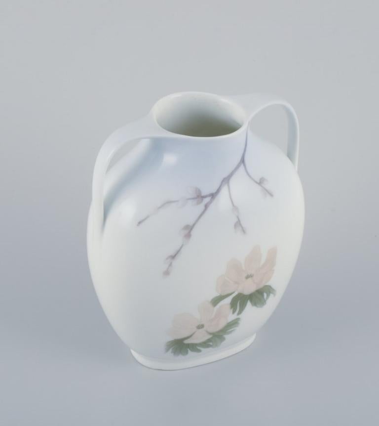 Porcelain Royal Copenhagen, Art Nouveau porcelain vase with handles. Early 1900s. For Sale