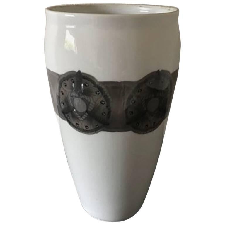 Royal Copenhagen Art Nouveau Unique Vase with Moth from 1908 For Sale