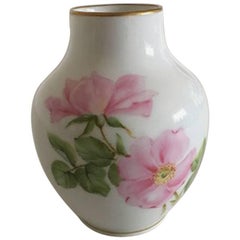 Royal Copenhagen Art Nouveau Vase #23 with Rose Motif and Gold