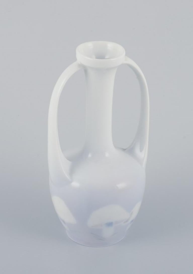 Danish Royal Copenhagen, Art Nouveau vase with handles. With mushroom motif.  For Sale