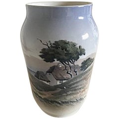 Royal Copenhagen Art Nouveau Vase with Landscape Motif #2854/3604