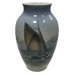 Royal Copenhagen Art Nouveau Vase with Sailing Ship No 2869 / 4044