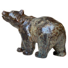 Royal Copenhagen Bear Sculpture in Glazed Stoneware by Knud Kyhn, 1950s