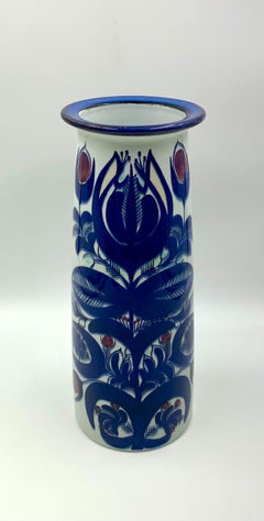 Royal Copenhagen Berte Jessen Scandinavian Modernist Blue Tenera Tall Vase 1960s