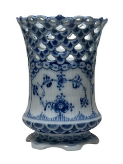 Royal Copenhagen Blue and White Fluted Full Lace Vase
