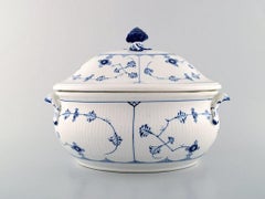 Royal Copenhagen Blau Antike geriffelte glatte große Terrine mit Deckel # 1/215 auf Stand