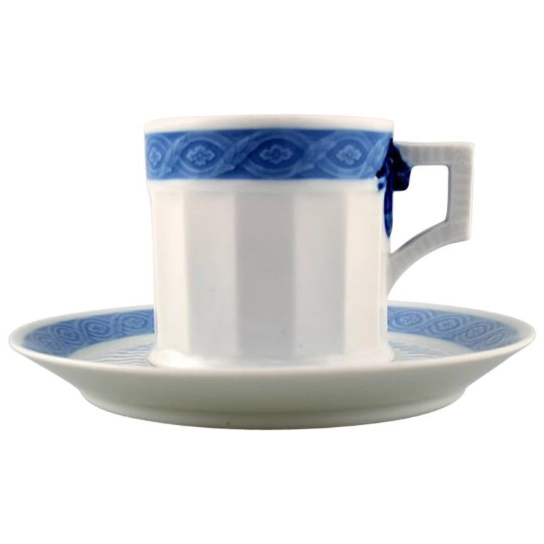 Royal Copenhagen Blue Fan, Coffee Cup with Saucer, 17 Sets in Stock For Sale