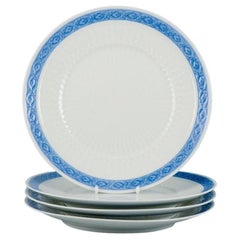 Royal Copenhagen Blue Fan, Four Dinner Plates. Dated 1969-74