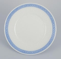 Royal Copenhagen Blue Fan, four porcelain dinner plates. 1960s/70s