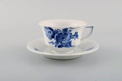 Royal Copenhagen Blue Flower Angular, Five Coffee Cups with Saucers and Plates