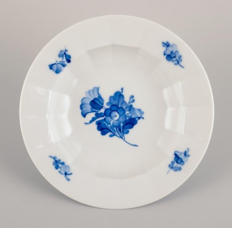 Hand-Painted Royal Copenhagen, Blue Flower Angular, five deep plates. 1990s. 