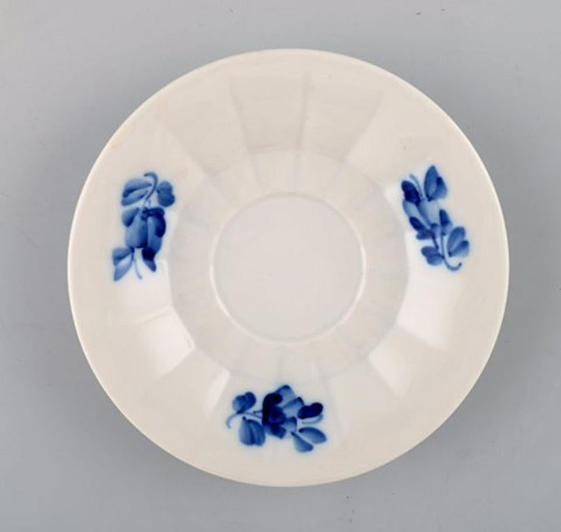 Late 20th Century Royal Copenhagen Blue Flower Angular Set of 6 Coffee Cups and Saucers No. 8608