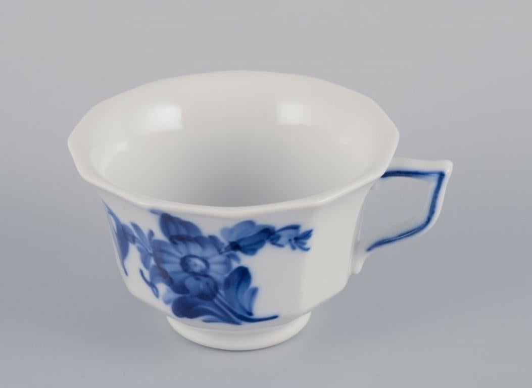 20th Century Royal Copenhagen Blue Flower Angular. Set of eight coffee cups with saucers.  For Sale
