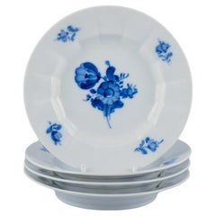 Vintage Royal Copenhagen Blue Flower Angular, set of four plates.