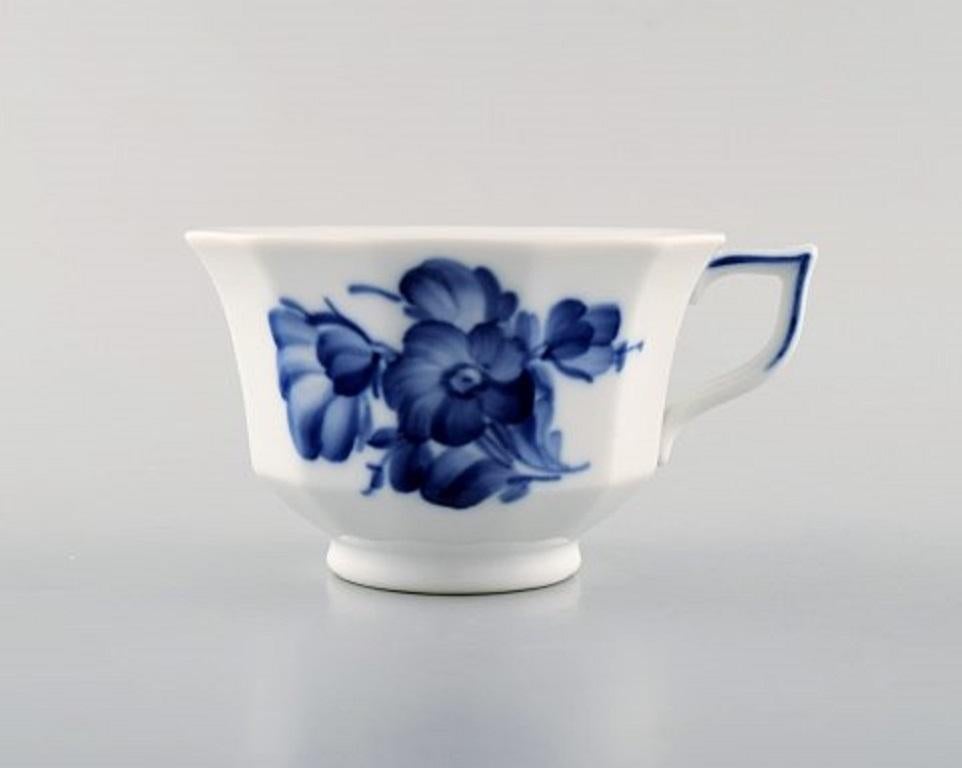 Danish Royal Copenhagen Blue Flower Angular Set of Six Coffee Cups with Saucers